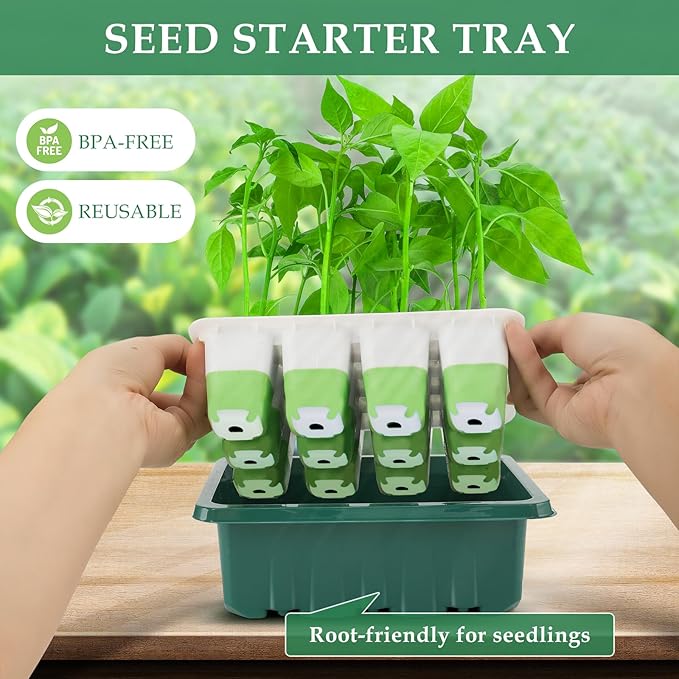 Seed Starter Tray, 24 Cells Indoor Seed Starter Kit, Flexible Silicone Designed - Image 3
