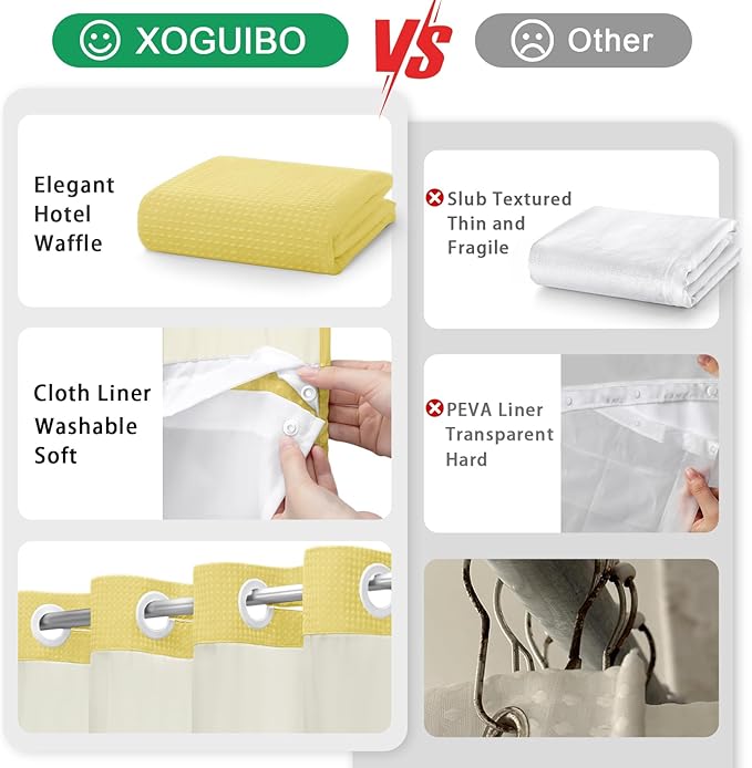 No Hook Shower Curtain and Liner Set - Image 5