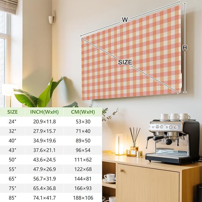 Rustic Vintage Buffalo Plaid Indoor TV Cover, Elastic TV Screen Protector - Image 4