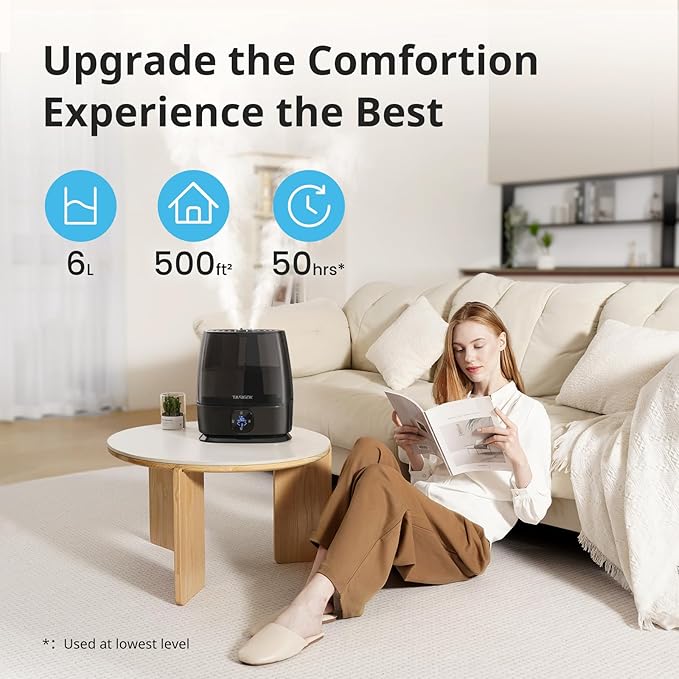 Humidifiers for Bedroom Home, 6L Cool and Warm Mist Air Humidifier for Large - Image 3