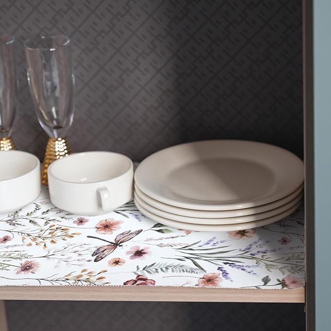 Floral Shelf and Drawer Liner for Kitchen Cabinets, 24IN x 10FT Non-Adhesive - Image 2