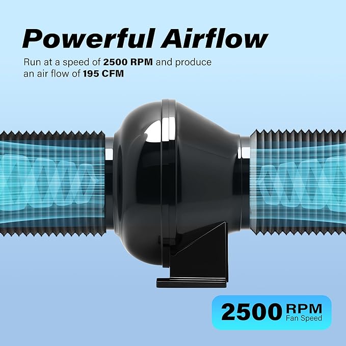 HealSmart 4 Inch 195 CFM Exhaust Inline Vent Booster Blower and 8 Feet - Image 5