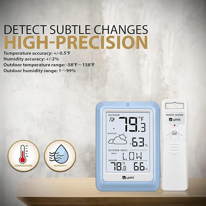 Indoor Outdoor Thermometer Wireless Weather Station, Temperature Humidity - Image 5