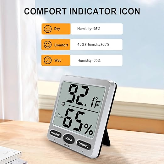 Urageuxy Hygrometer Thermometer Room Thermometer Indoor - Image 3