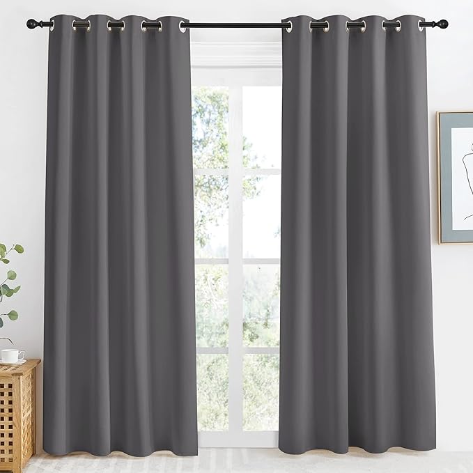 NICETOWN Grey Blackout Curtain 86 inch Long, W55 x L86, 1 Panel, Thermal by NICETOWN