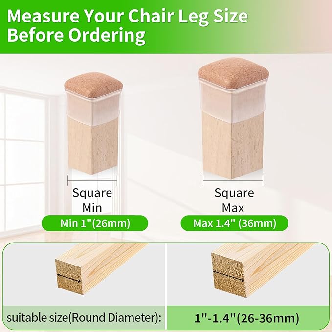 16PCS Square Chair Leg Floor Protectors, Felt Furniture Pads - Image 5