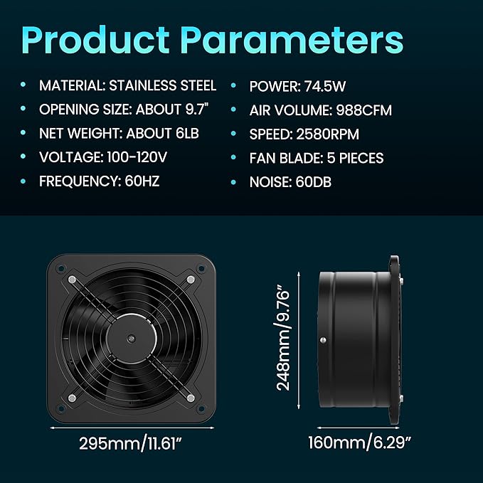 HG Power 10 Inch Exhaust Fan - Image 6