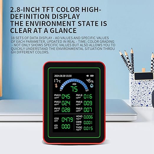 Indoor Air Quality Monitor, 18 in 1 Professional Meter, Battery Powered - Image 2