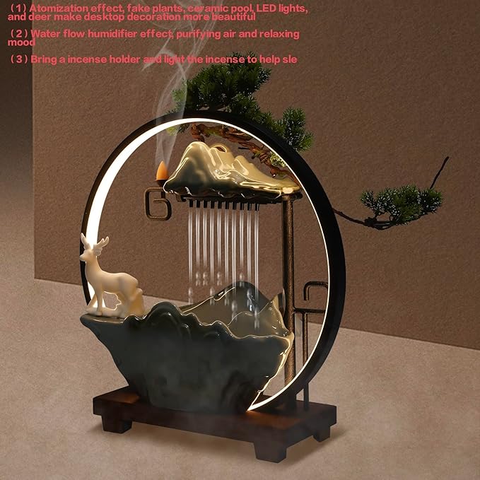 15In Water Fountains Indoor Tabletop Waterfall Humidifier - Image 4