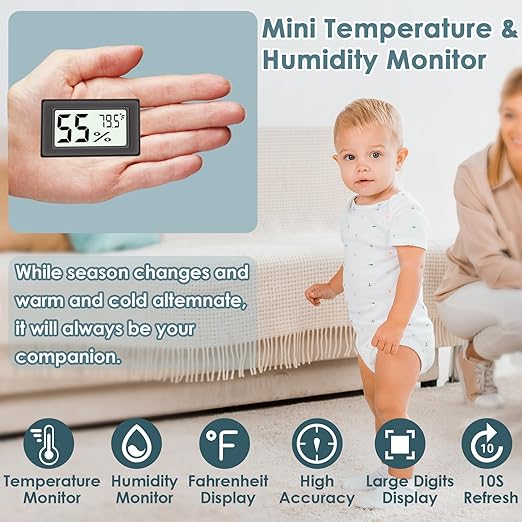 12-Pack Mini Hygrometer Indoor Humidity Meter, Highly Accurate Digital - Image 4