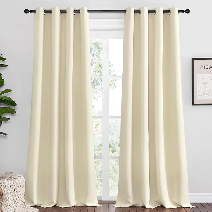 NICETOWN Beige Room Darkening Curtains 108" Long by NICETOWN
