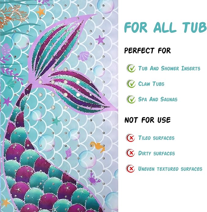 Mermaid Bathtub Mat Non Slip, Cute Baby Bath Mat - Image 7