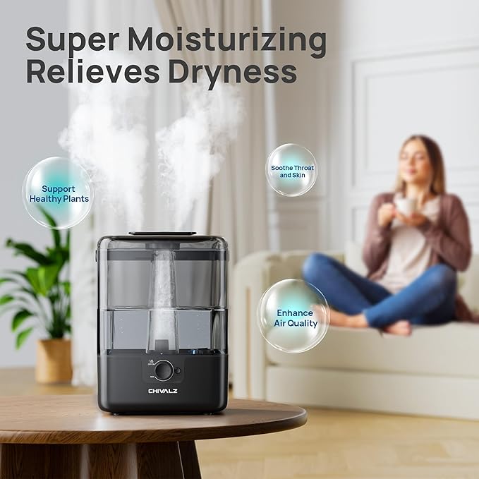 CHIVALZ 6L Humidifiers for Bedroom Large Room Home, Cool Mist Top Fill - Image 3