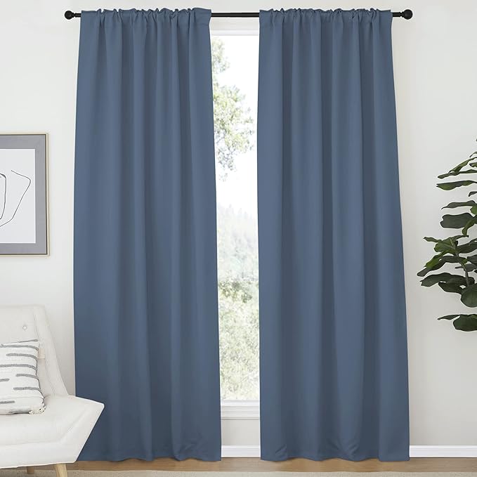 NICETOWN Living Room Blackout Curtains, Stone Blue Blackout Window Covering - Image 2