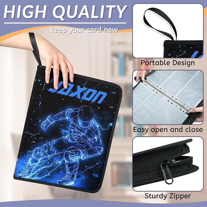 Custom Name Football Card Binder, Personalized Rugby 9 Pocket Trading Card - Image 5