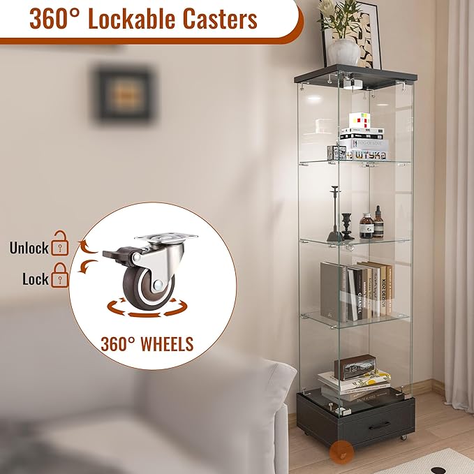 Yoluckea 4-Tier Glass Display Cabinet - Image 5