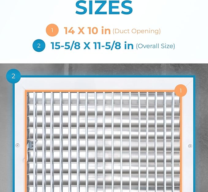 Aluminum 14 x 10 Inch Air Vent Covers Wall AC Grille – Premium Register Vent - Image 3