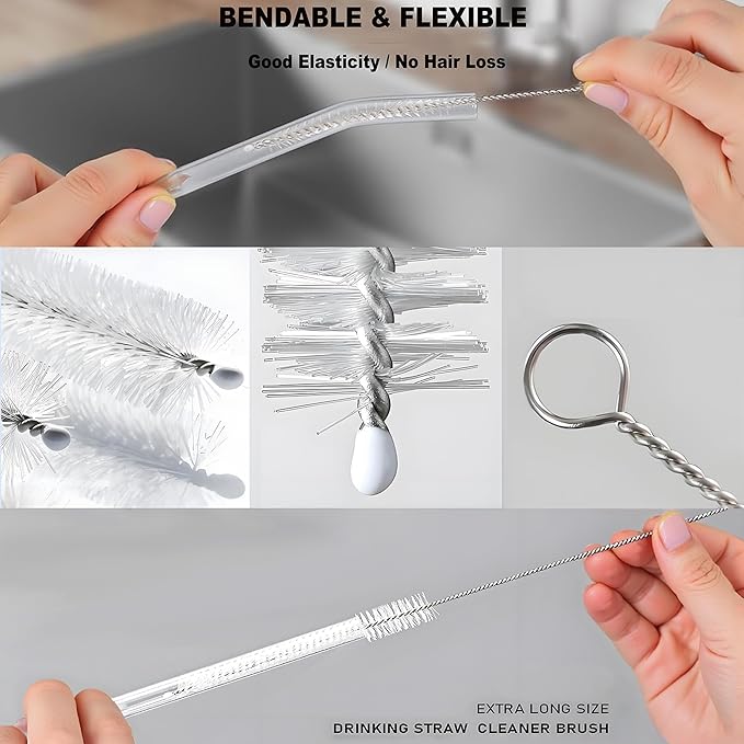 Milk Foamer Hose Brush, Long Thin Nylon Tube Cleaning Brushes Ideal - Image 4