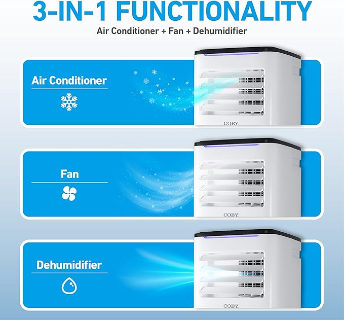 COBY Portable Air Conditioner 3-in-1 AC Unit, Dehumidifier & Fan, Air - Image 2