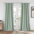 CUCRAF Linen 100% Blackout Curtains 84 Inch Length 2 Panels Set, Back Tab and by CUCRAF