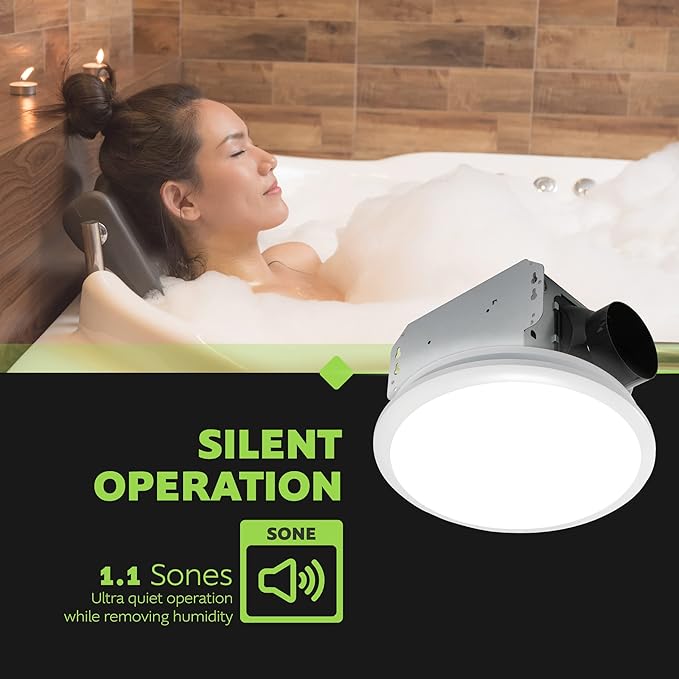 Homewerks 7141-80 Bathroom Fan Integrated LED Light Ceiling Mount Exhaust - Image 5