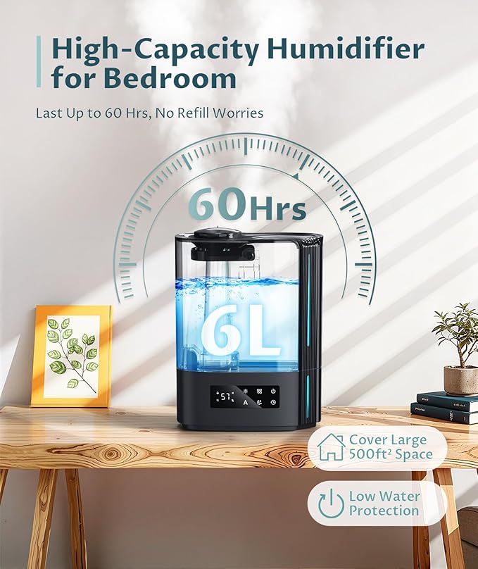 BREEZOME 6L Humidifiers for Bedroom Large Room & Essential Oil Diffuser - Image 2