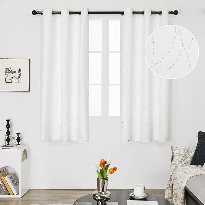 Deconovo White Short Curtains, Room Darkening Curtain, Thermal Insulated - Image 2