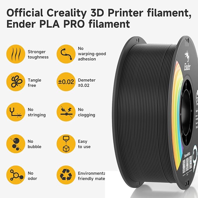 Official Creality PLA Filament Pro Black, 1.75mm 3D Printer Filament, Ender PLA - Image 4