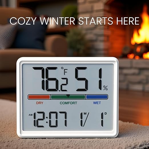 Digital Hygrometer Indoor Thermometer, Clock - Image 4