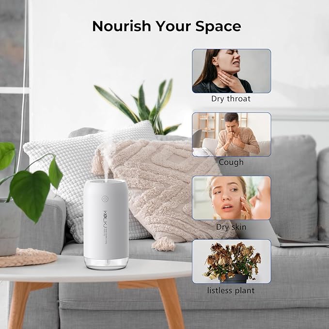 Portable Mini Humidifier, KQLKJ 350ml Small Cool Mist Humidifiers, USB Personal - Image 8