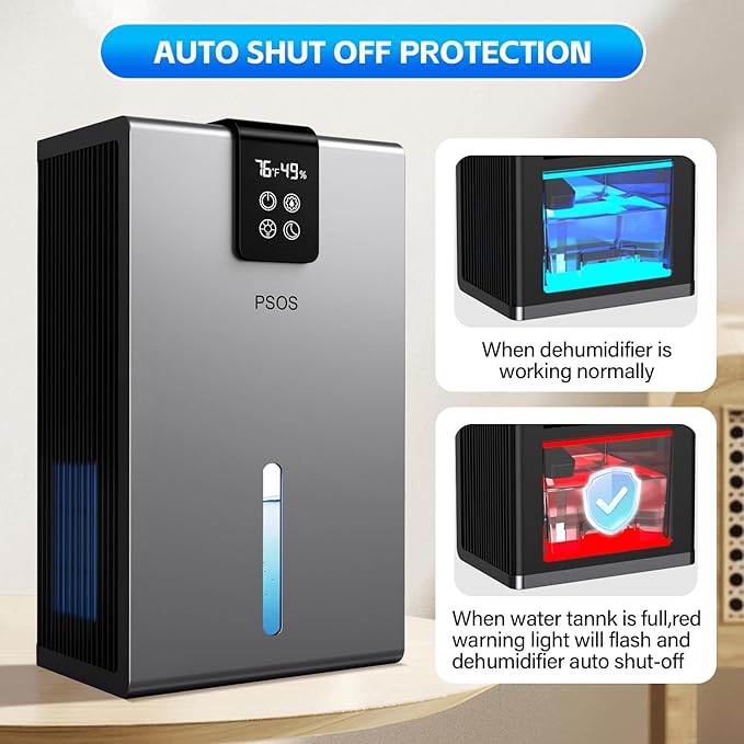 Dehumidifier, Dehumidifiers for Home, 98 OZ Water Tank, Quiet Dehumidifier for - Image 7