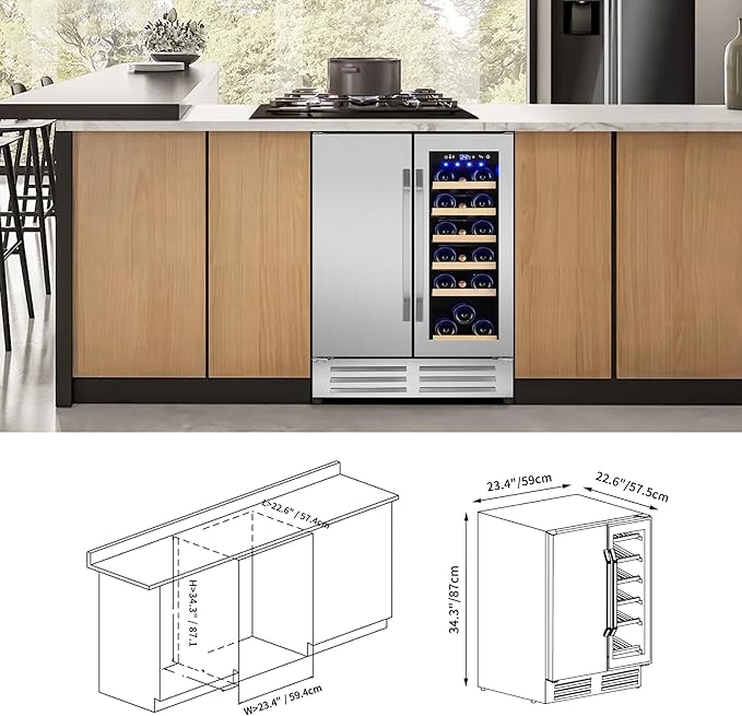 24 Inch Wine and Beverage Refrigerator, Dual Zone Wine Beverage Cooler - Image 8