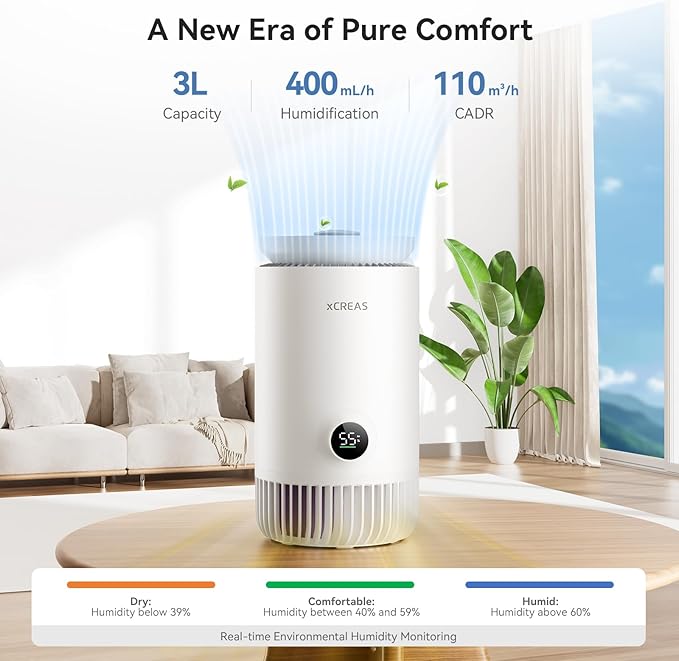 Humidifier and Air Purifier in One, Evaporative Humidifier and HEPA Air - Image 5