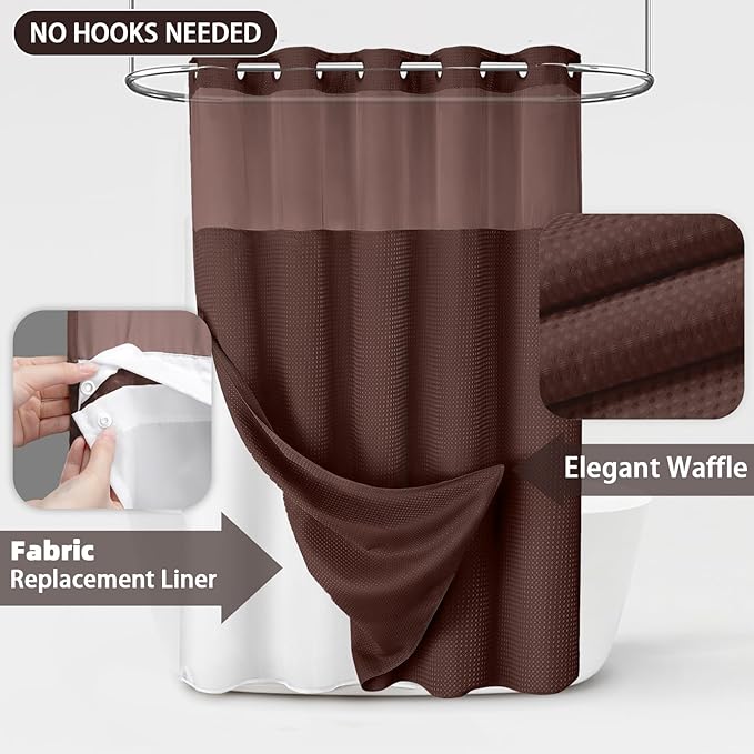 No Hook Shower Curtain and Liner Set - Image 3