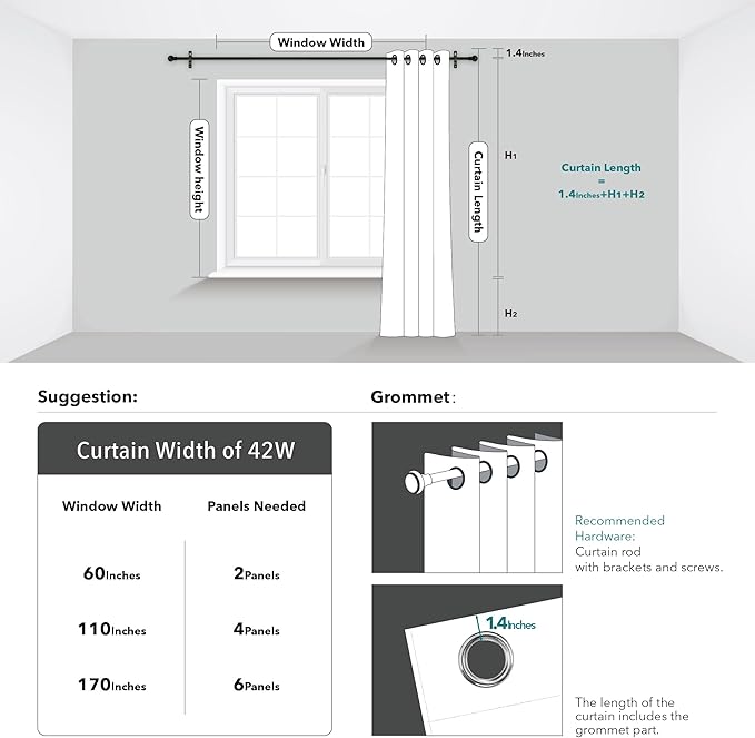 Deconovo Black Out Curtains for Living Room, 42 x 95 Inch Length 2 Panels Set - Image 6