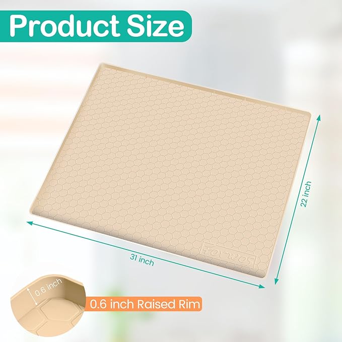 Waterproof Under Sink Mat 31" x 22", Silicone Cabinet Liner, Rubber Protector - Image 2