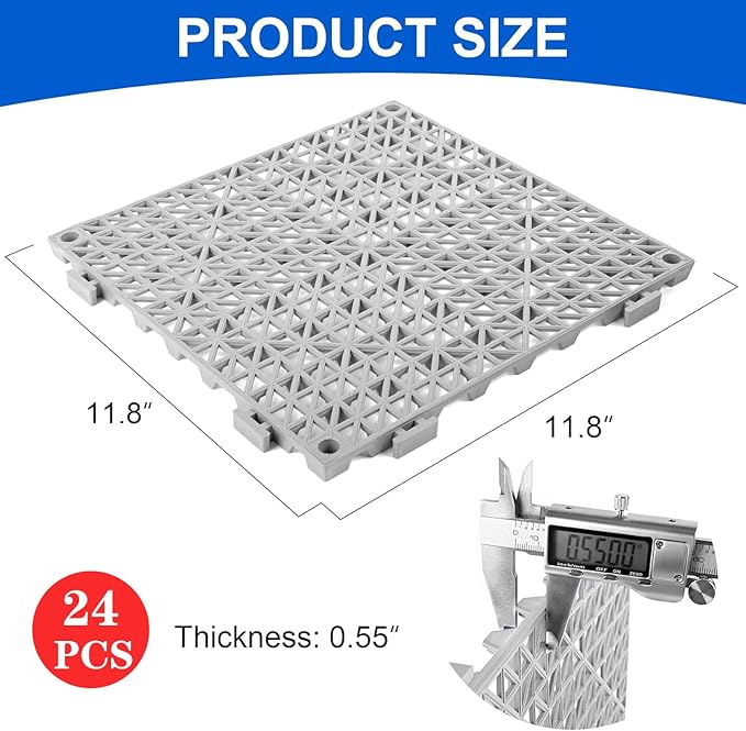 MYFAMIREA Modular Interlocking Cushion 24 Pack 11.8" x 11.8" Rubber Floor Tiles - Image 2