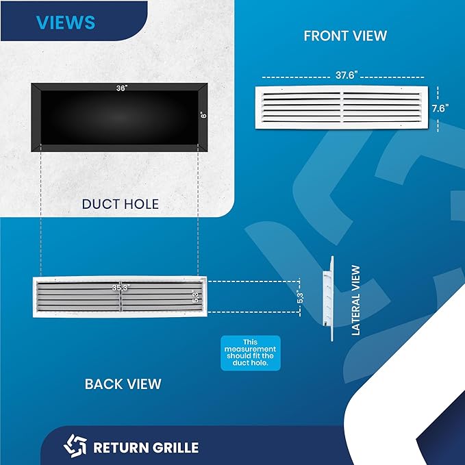 36x6 Inch Air Return Vent Cover Decorative – Premium Aluminum AC Vent Cover - Image 6