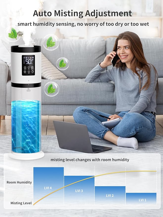 8L Humidifiers for Bedroom, 30dB Quiet, 500ft² Coverage, 60H Runtime, Top Fill - Image 8