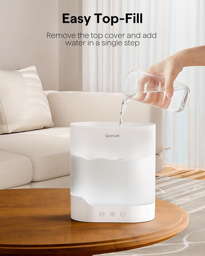 Sponvatt Humidifiers for Bedroom Home, 2.5L Top Fill Cool Mist Air Humidifier - Image 3