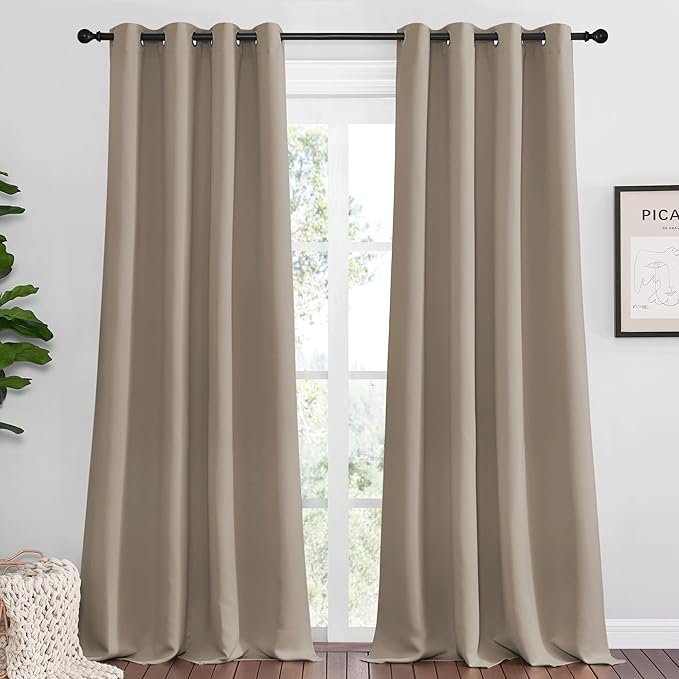 NICETOWN Taupe Blackout Curtains 120" Long by NICETOWN