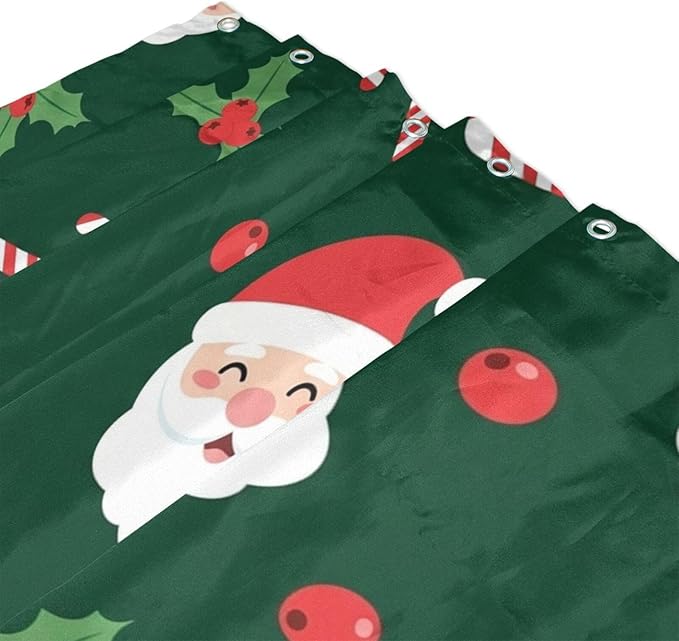 Christmas Santa Leaf Green Shower Curtain Liner 72×72 inch - Image 3