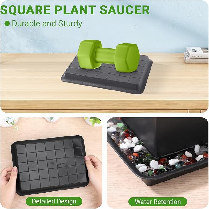 GREANER 10 Inch Plastic Plant Tray Saucer Rectangular, Humidity Trays - Image 4