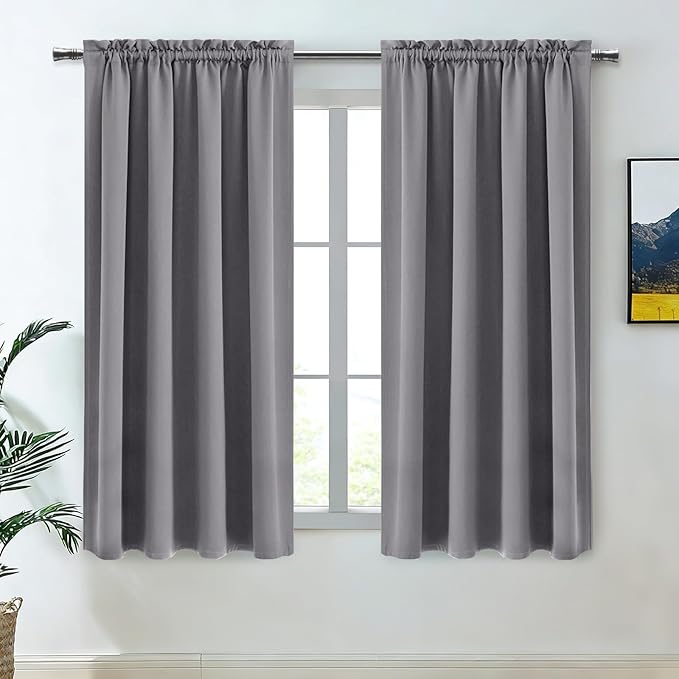 DWCN Grey Blackout Curtains for Bedroom –Rod Pocket Thermal Insulated Room by DWCN