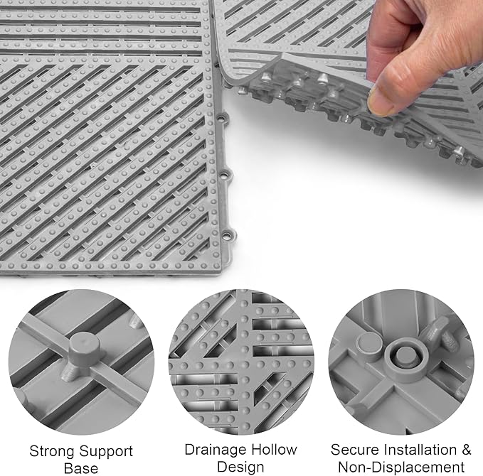 MYFAMIREA Modular Interlocking Cushion 12 Pack 11.8" x 11.8" Rubber Floor Tiles - Image 4