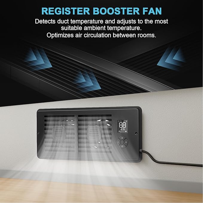 Register Booster Fan for 4" x 10" Vents Only, 10 Speeds to Control Cool & Warm - Image 2