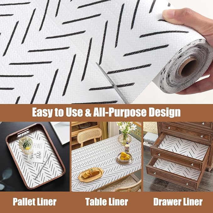 Tatyanna Shelf Liner for Kitchen Cabinets Non Adhesive Cabinet Liners Stripe - Image 4