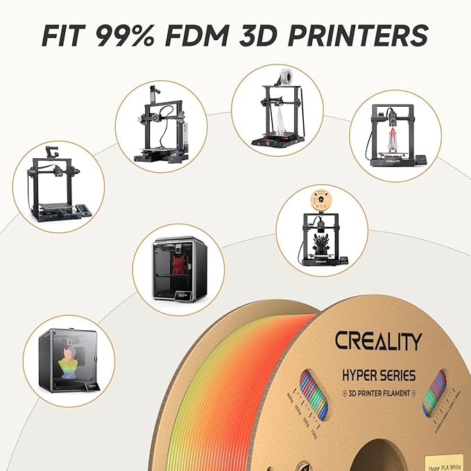 Official Creality Hyper PLA Filament 1.75mm White & Rainbow 2KG, 30-600mm/s - Image 5