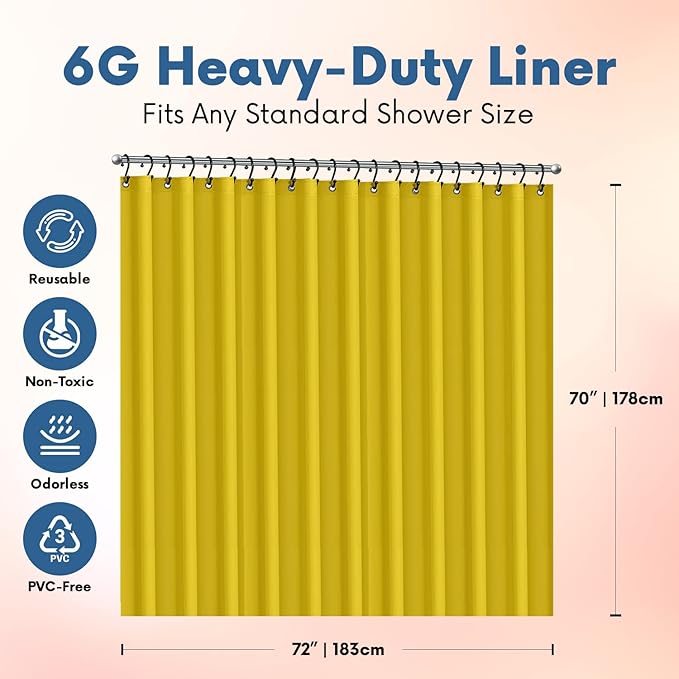 Premium Shower Curtain Liner, 6G PEVA Shower Curtain - Image 2