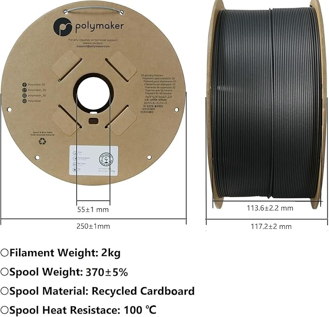 Polymaker PA6-GF Nylon Filament 1.75mm 2kg Grey Glass Fiber Nylon 3D Printing - Image 6